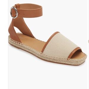 New rag & bone Natural Anteros Peep Toe  Ankle-Strap Espadrille Size 37.5/7.5